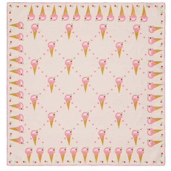 NWT GUCCI Silk Scarf Ice Cream Print Pink Ivory RARE Cherries Large w/ *Box MINT